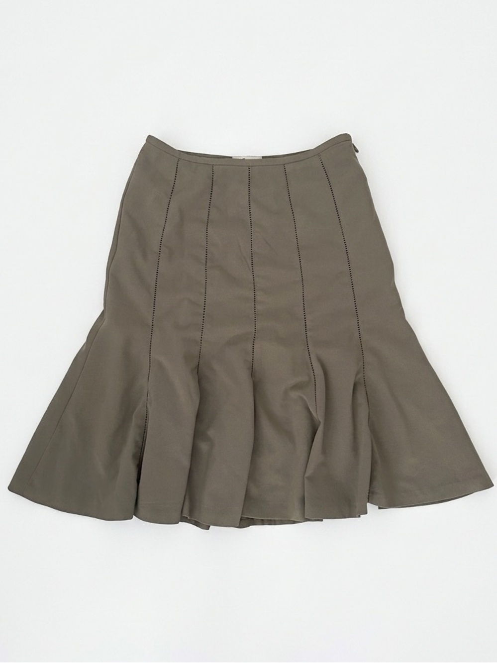 EUC Vintage Jessica Fluted Academia Skirt Dark Olive A Line Patterned Size 6